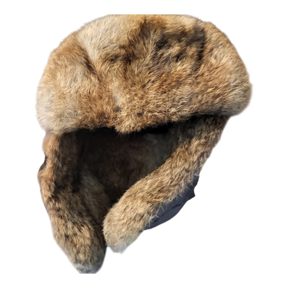 Columbia Brown & Rabbit Fur Winter Hat Unisex Size XL - Picture 2 of 6